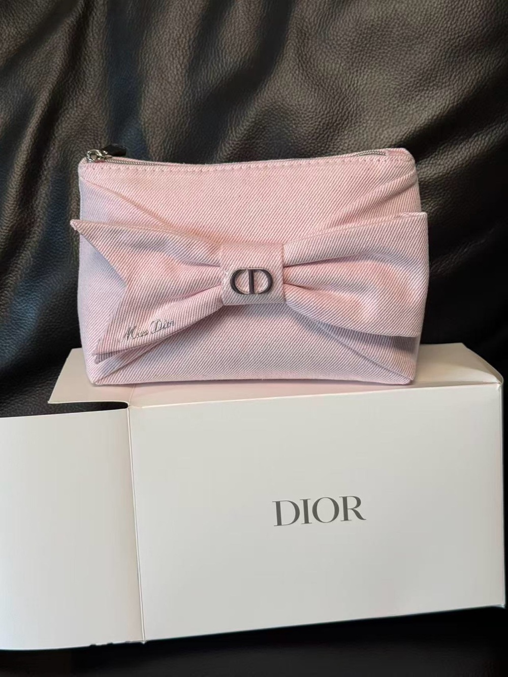 Dior Light Pink Bow Cosmetic Pouch